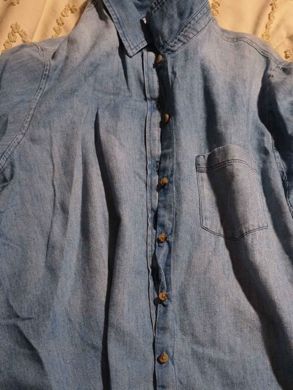 Old Navy Women's Light Blue Denim Button-Down Shirt